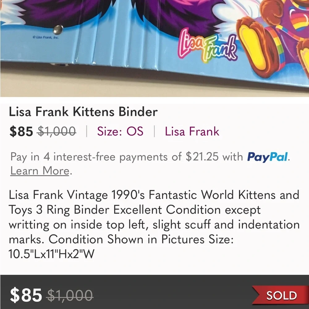 Vintage Lisa Frank Binder 🐱💜🧸🌸🌼🖍️